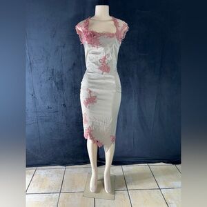 Elegant Pink and White Lace Dress by Mandalay